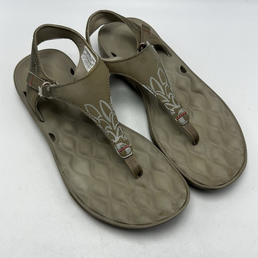 Columbia Sandals Womens 7 Suntech Vent T-Strap Beige Adjustable Hook Loop Read